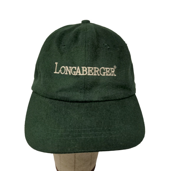 Longaberger Men's Slideback Hat Cap Green Embroidered Logo Spell Out - Picture 1 of 10
